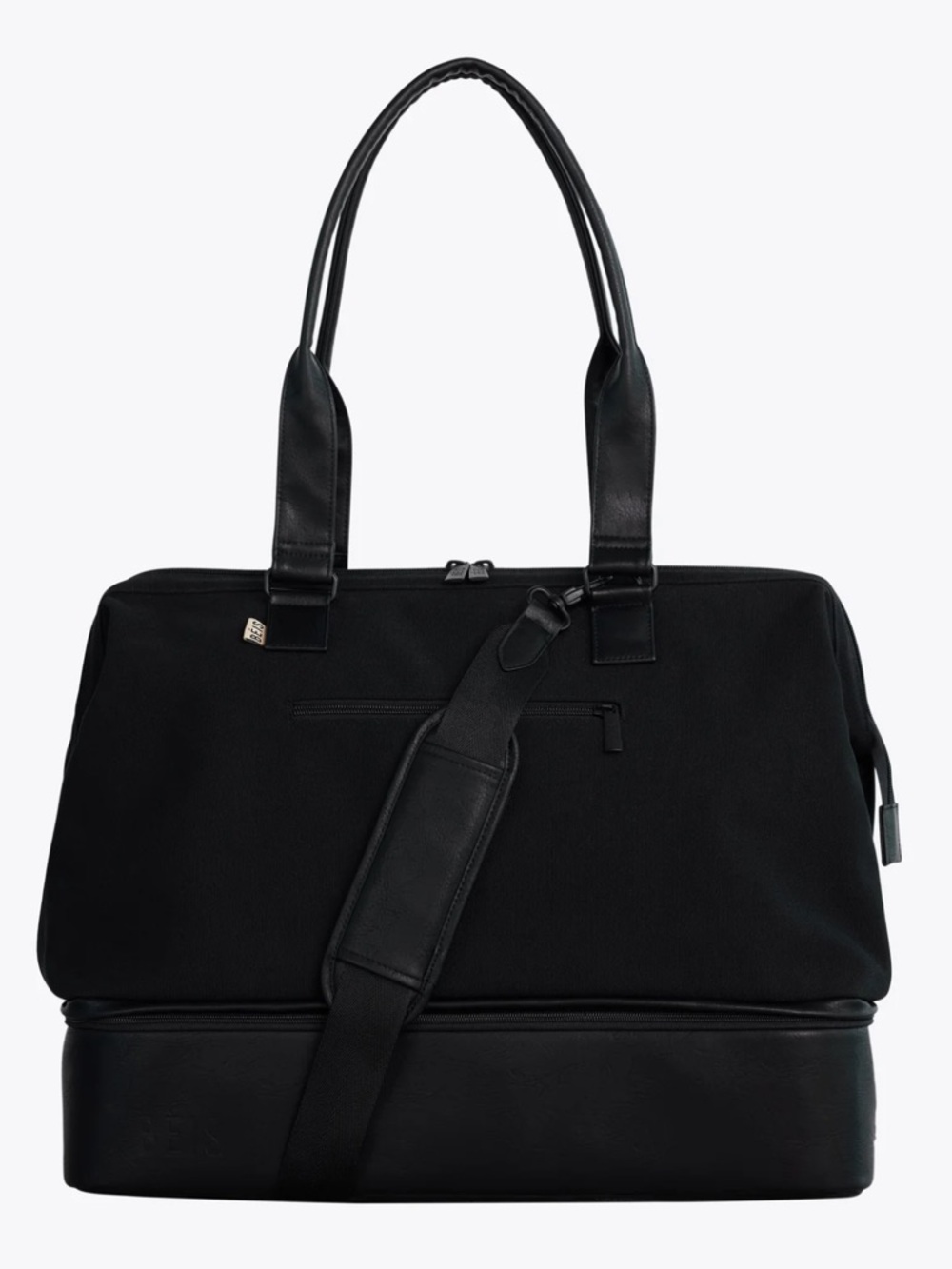 BEIS Black Duffel Tote with Leather Accents